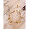 Yhpup Trendy Stainless Steel Flower Cherry Moon Drop Chain Bracelet Bangle Waterproof Fashion Arrivals Wrist Jewelry 2025