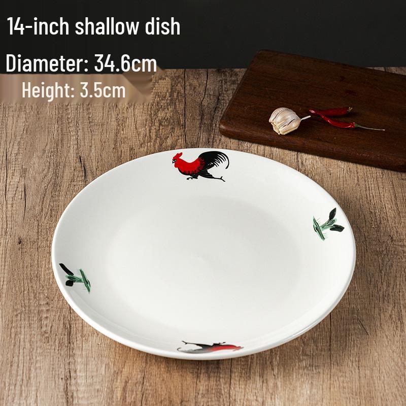 Rooster Series Traditional Oval Ceramic Fish Plate for Hotels & Restaurants
