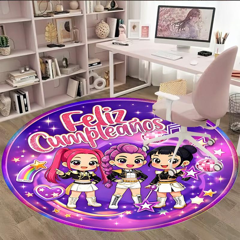 1pc Kpop Team2 Carpet, Round Rug, Comfortable, Suitable for Entryways, Living Rooms, Office, And Bedrooms, Christmas Decoration
