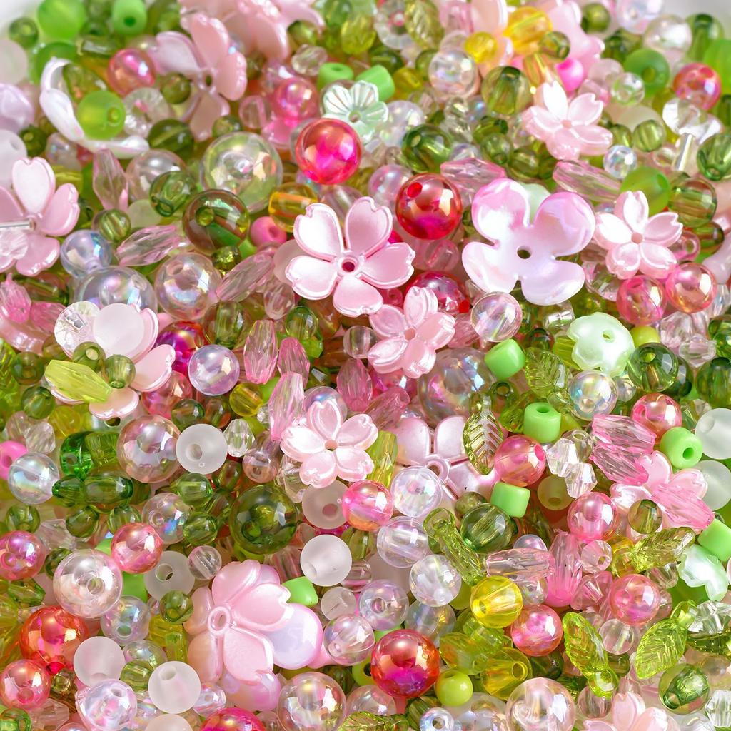 Acrylic Mixed Beads, Transparent Loose Beads DIY Beaded Pendant Jewelry Material