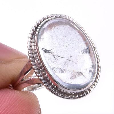 Natural Aquamarine Gemstone Handmade 925 Solid Sterling Silver Ring Size 7 O1g08