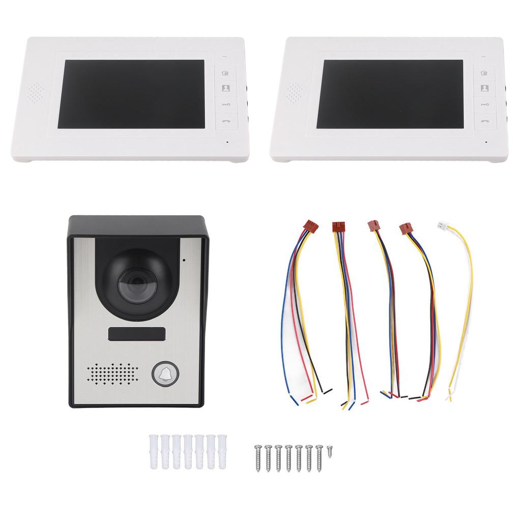 7in Wired Video Door Phone Kit Night Vision 2 Way Intercom Video Doorbell System for Apartment Villa