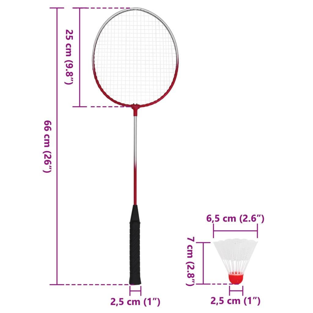 Badminton Set with 4 Rackets and Net 620 X 151 Cm
