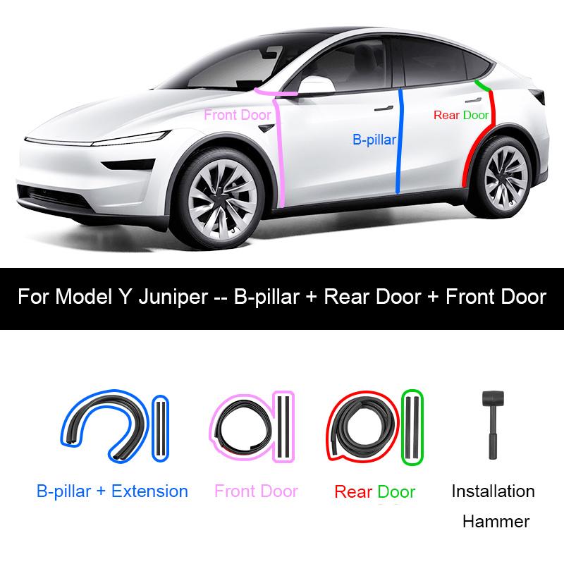 For Tesla Model Y Juniper Door Seal Strip Soundproof Rubber Weatherstrip for Model 3 Highland B-Pillar Sealing Noise Reduction