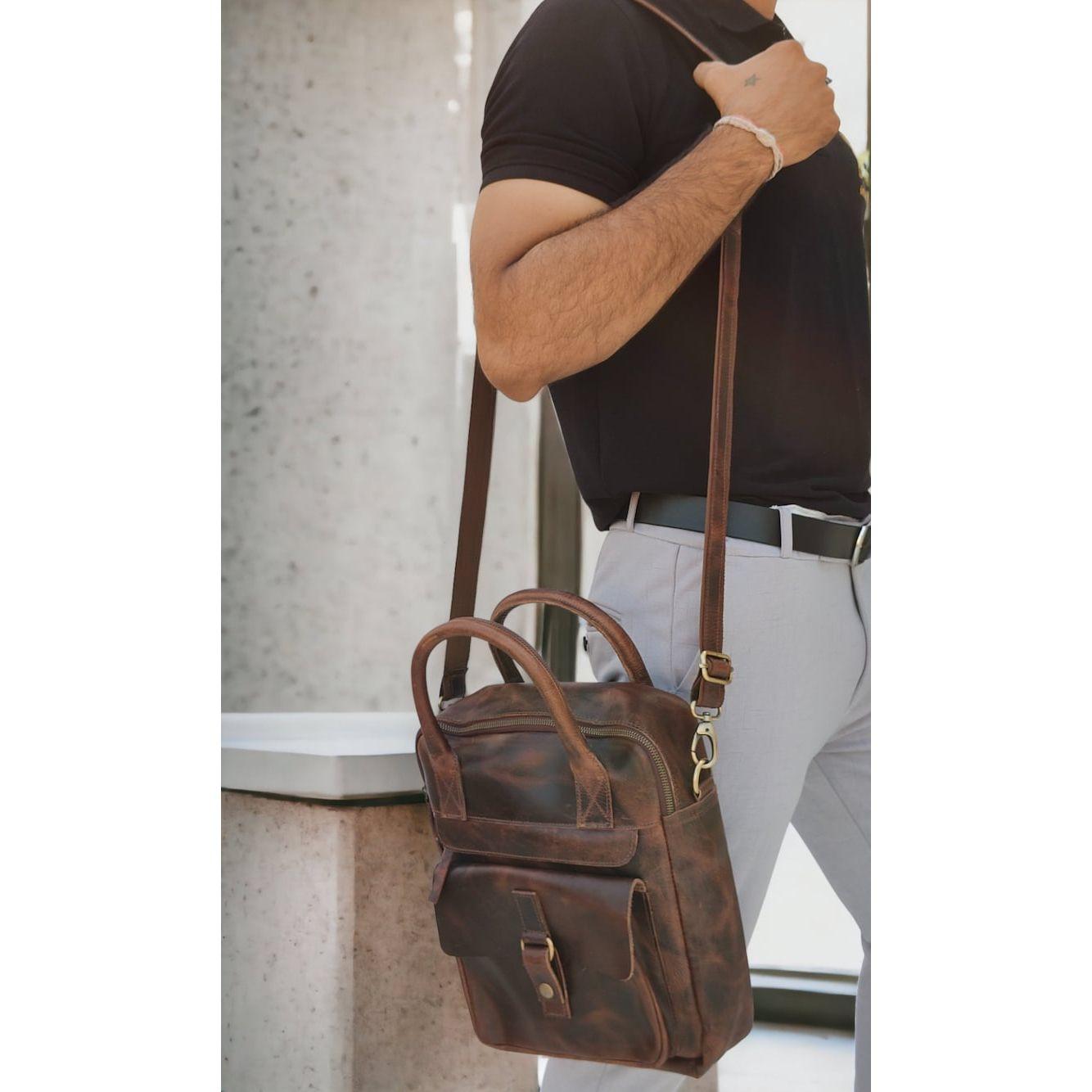 Винтажная боковая сумка Oil Pull-Up — фото 9