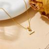 Elegant 18k Gold-Plated White Shell and Diamond-Studded Stainless Steel Necklace