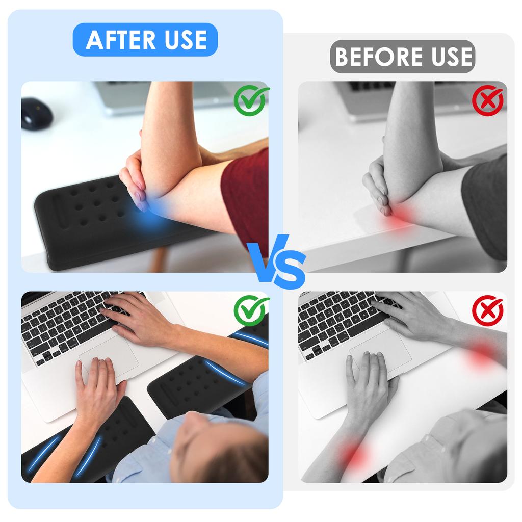 2Pcs Nonslip Desk Elbow Pad L Shape Ergonomic Desk Edge Cushion with Forearm and Wrist Support for Home Office Work Arm Rest