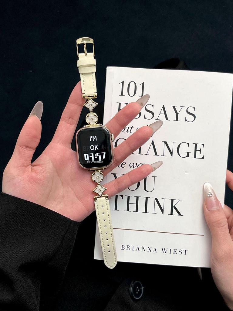 Premium Women's Four-Leaf Clover Leather Strap for Huawei Band 10, Compatible with Band 8/9