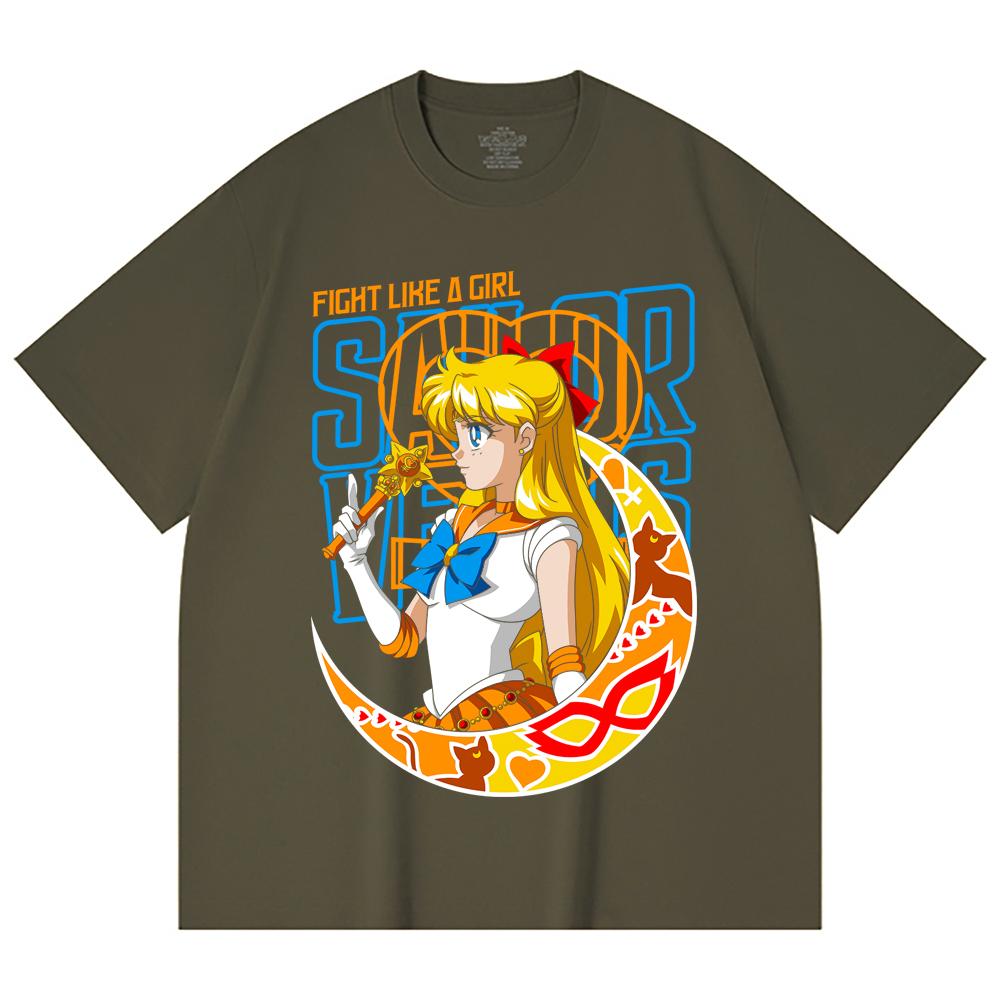 230 Gsm 100% Cotton Sailor Moon V5 Venus Print Unisex Heavy Cotton T Shirt