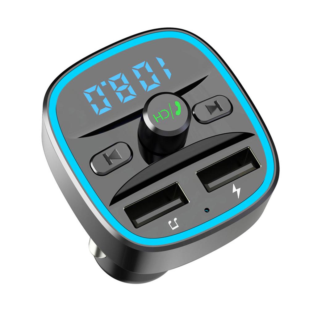 Portable Car Bluetooth-compatible 5.0 FM Transmitter MP3 Player Practical Multi-functional Classic Texture Dual USB