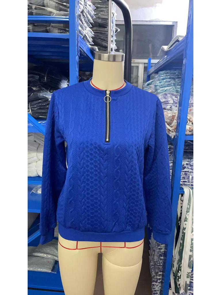 Women's Autumn/Winter Quilted Zip-Up Casual Sweatshirt, 2026 European & American Style