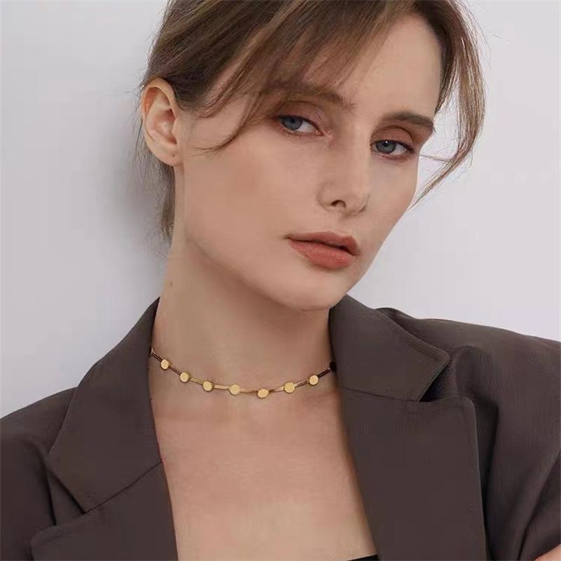 

Женское колье-чокер из змеиной кости из титановой стали - Европейский и американский стиль, простая цепочка на ключицу золотой