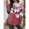 Summer Women's T Shirt Floral Graphic Plants Stylish Casual Long Sleeve T-shirts Round Neck Regular Tops Flower Printed Pullover