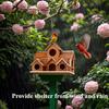 Multiple Entries Wooden Bird House Handcrafted Cedar with Arch Porch for Parakeets Finches Blue Jays Outdoor Sanctuary Decor
