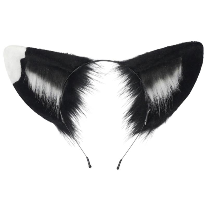 Animal Cosplay Costume Fauxs Furs Wolf Cats Foxes Tail and Cats Ears Headbands Halloween Party Costume Accessories