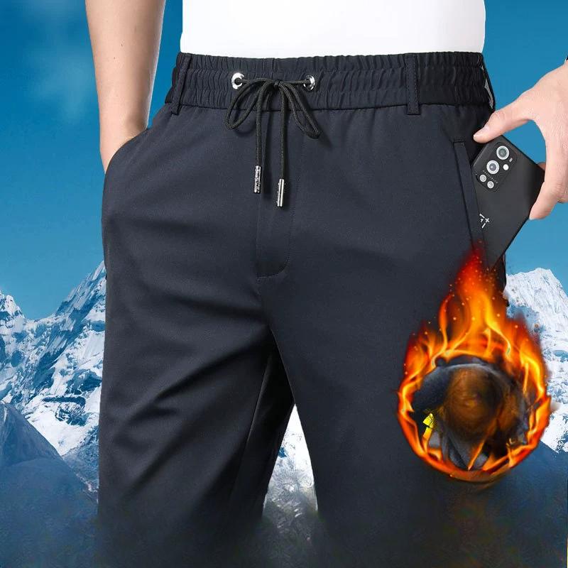 Spring and Autumn Thick Stretch Men's High Waist Casual Pants, Slimming Straight Tube Elastic Business Pants, Men's Pants