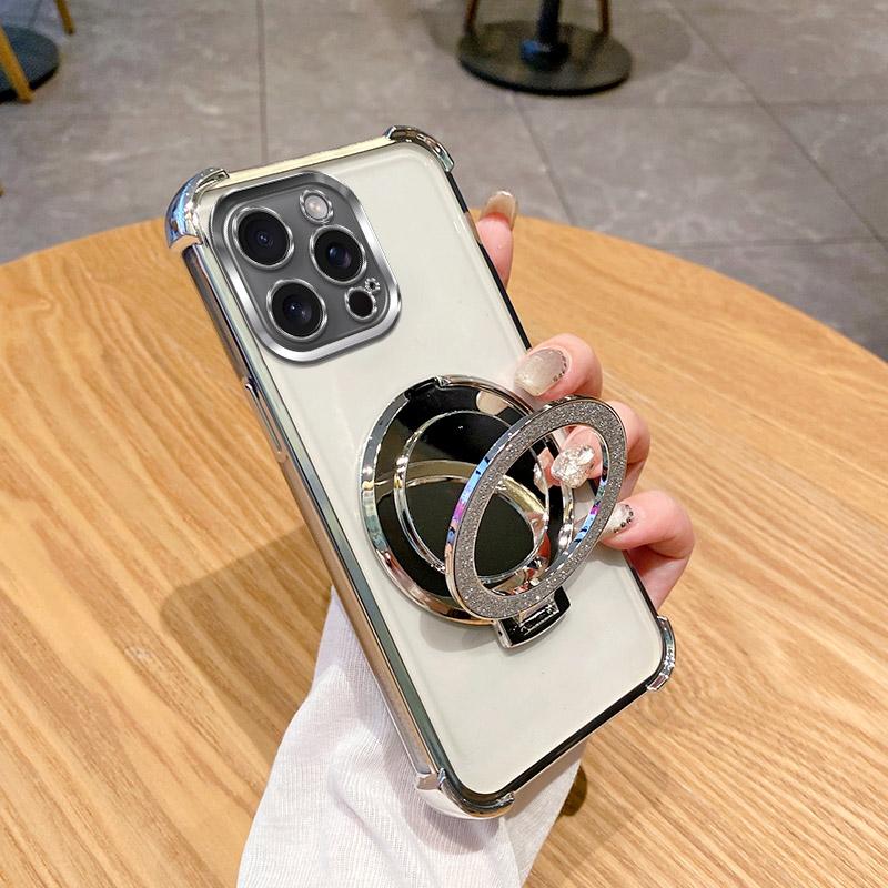 Electroplated Flash Shell Phone Case For OPPO A6 A6S A6T A6K A6C A6X A5 A5X A5i A3 A3X A2 A1 Pro Max 4G 5G Gradient Clear Cover with Ring Stand