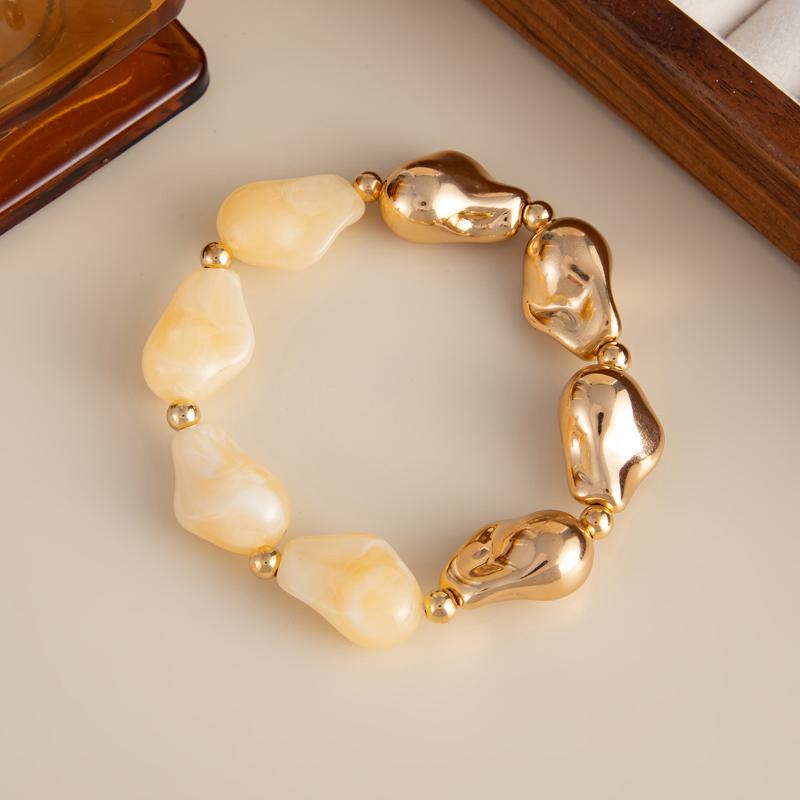 Simple Baroque Irregular Resin Bracelet Bohemian Colorful Beads Bracelet Splicing Bangle Daily Charm Jewelry Accessories Gifts