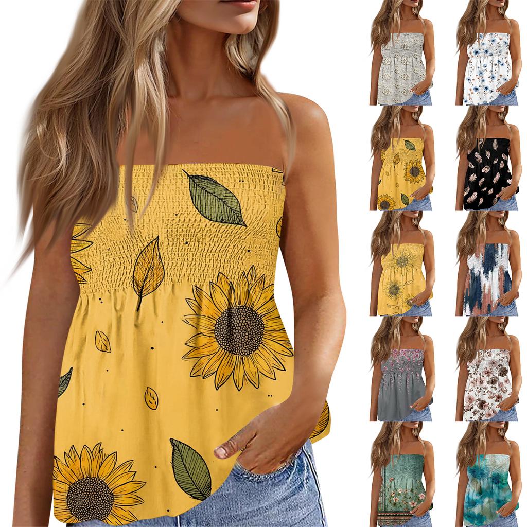 Modisches und sexy rückenfreies elastisches ärmelloses figurbetontes T-Shirt-Top mit Blumendruck