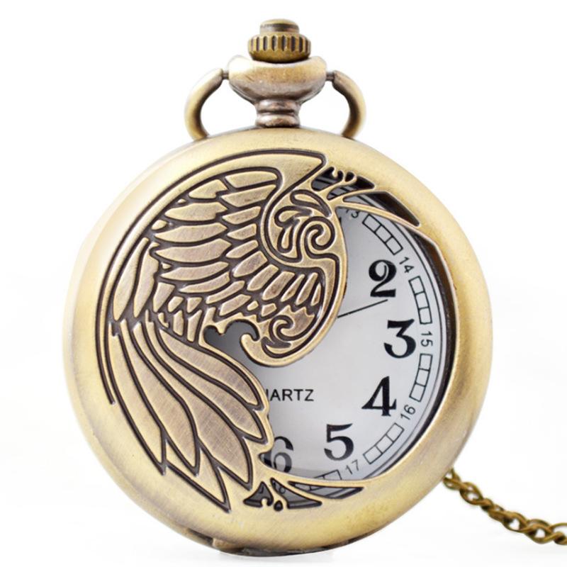 

Vintage fashion personality style hollowed-out 3D carved classic quartz necklace pocket watch бронзовый