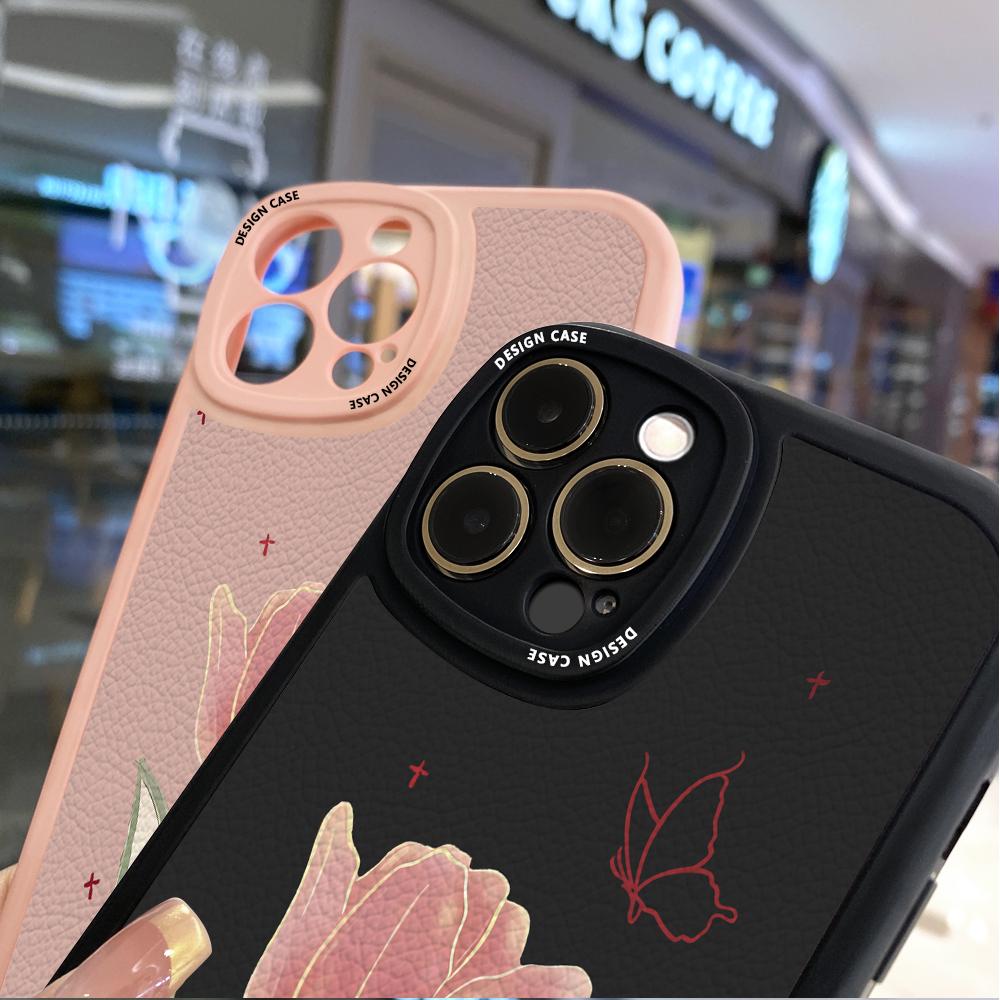 Slim Skin Feeling Cartoon Flowers Tulipany Miękkie silikonowe etui ze skóry PU na telefon Samsung Xiaomi Poco Redmi