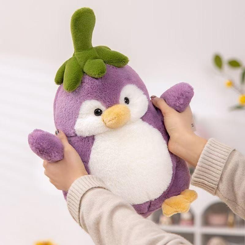 Plush Eggplant Penguin Toy With Pp Cotton Filling For Kids And Teens Comfort Gift