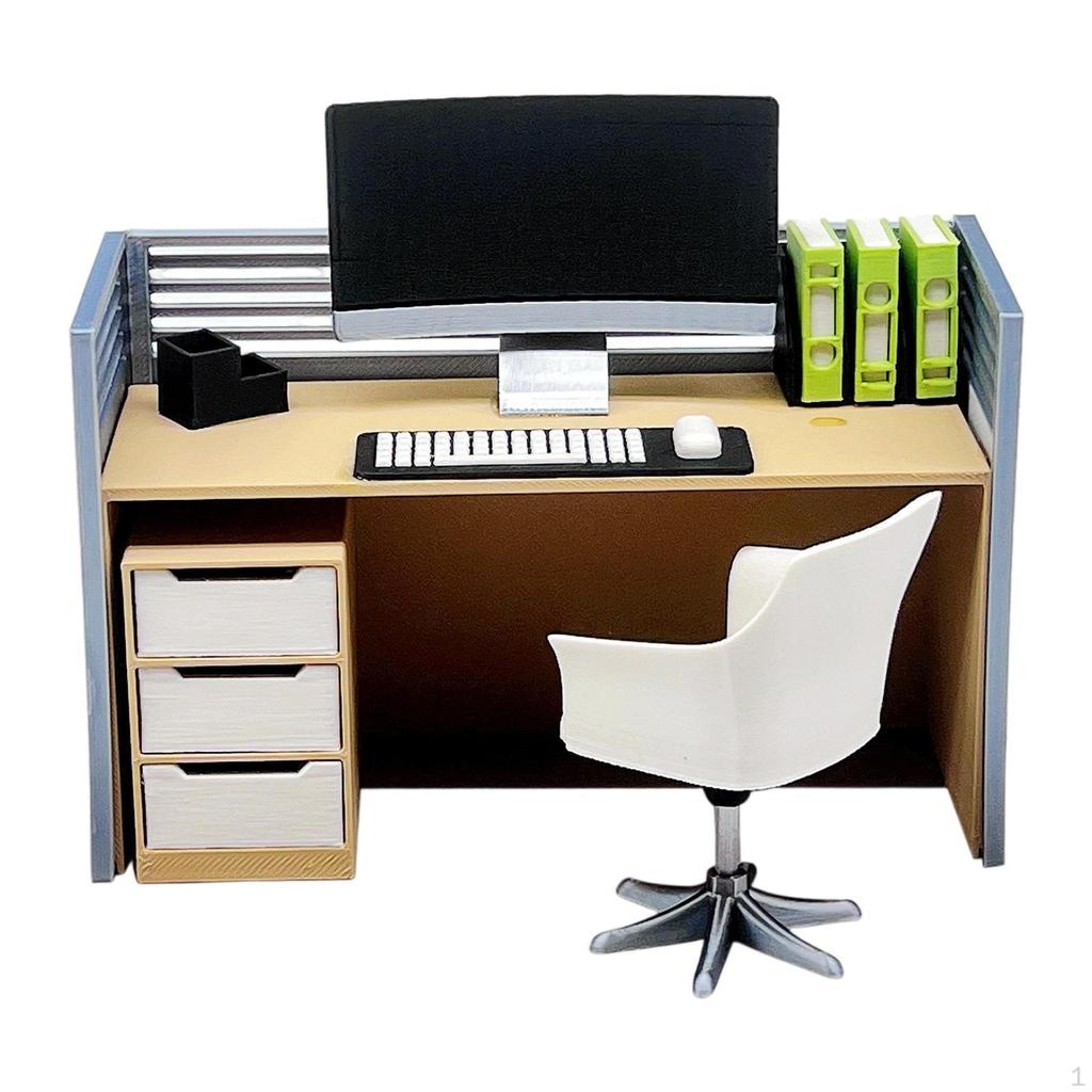 Dollhouse Decor Scene Toys Mini Computer Desk 1/12 Dolls House Gifts
