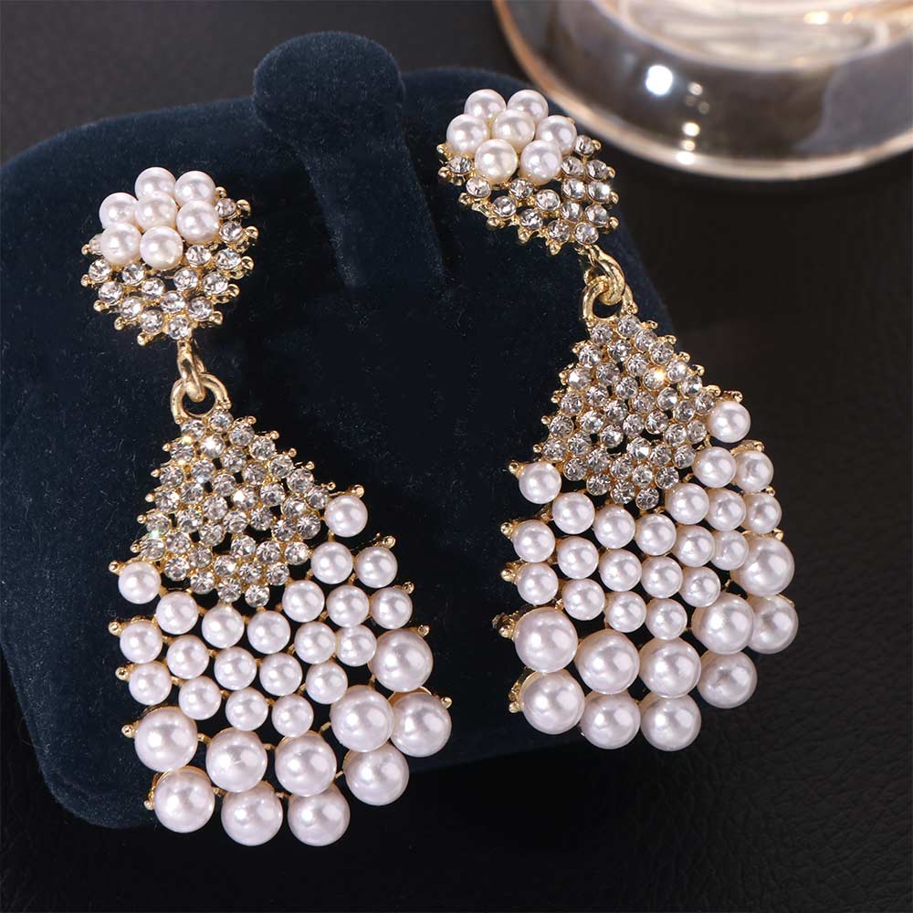 Shining Pearl Rhinestone Earrings Luxury Crystal Jewelry Bridal  Earrings  Banquet