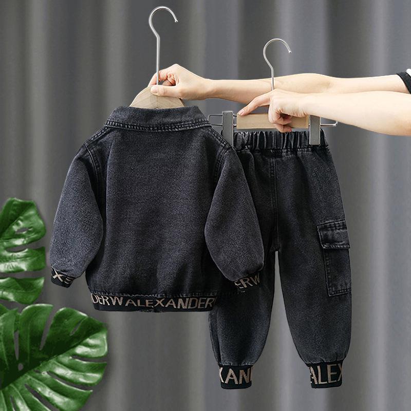 Children's Denim Spring & Autumn Outfit: Fashionable Korean Style Two-Piece Set for Boys & Girls