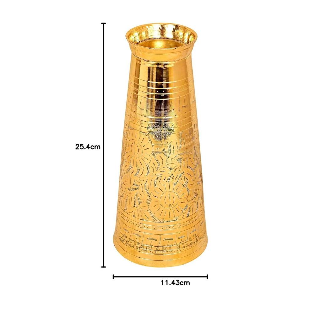 Brass Lassi Glass with Embossed Design, Drinkware & Serveware for Lassi, Milk, and Water,