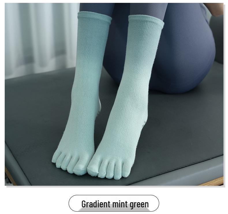 Verlaufende Rutschfeste Wadenlange Zehenspreizer Yoga Socken - Herbst/Winter Schweißabsorbierend Sportlicher Stil.