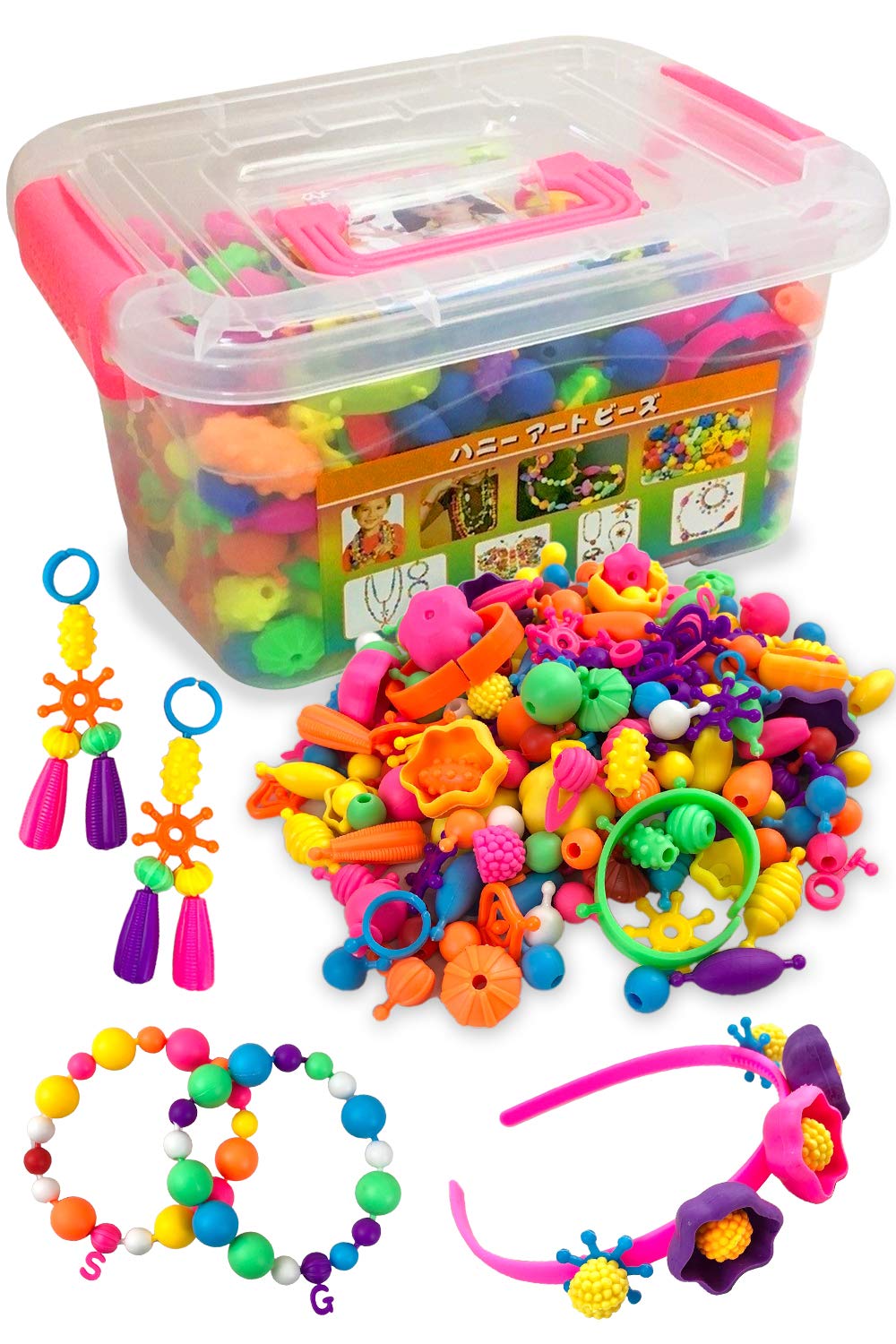 

(Official) Honey Art Beads Standard 800 Pieces with Headband, Block-like Connectable Beads