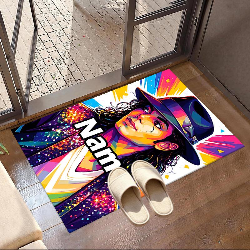 Custom Name Personalized Michael Jackson Print Carpet, Versatile Home Decor Rug, for Playroom, Apartment, Balcony, Entryway, Hallway Gift
