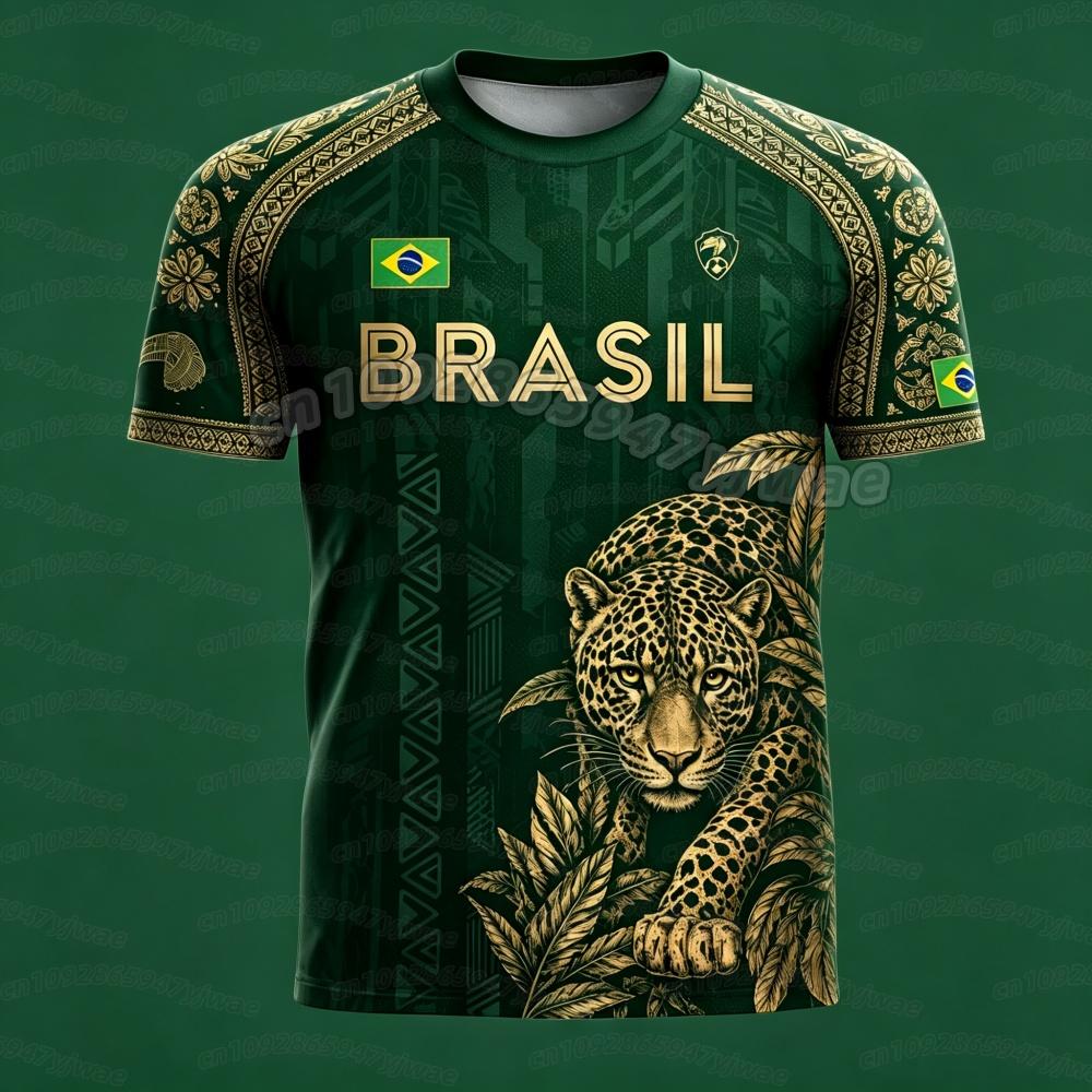 2026 Summer brasil Flag Print T Shirt For Men Soccer Fans Short Sleeve Outdoor Football Sport Casual Mens Women Beach T Shirt