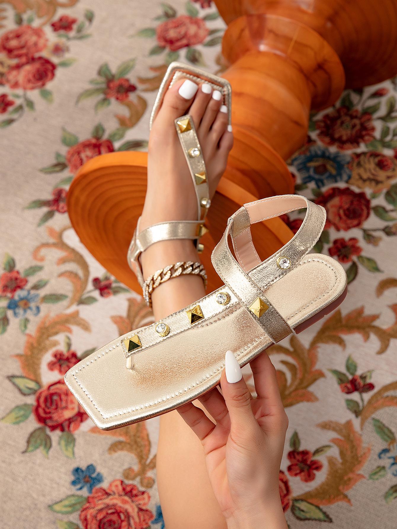 

Женские тапочки простые домашние педали модные и удобные шампанского цвета со шнуровкой квадратный носок плоская подошва тапочки женские 43 шампанского