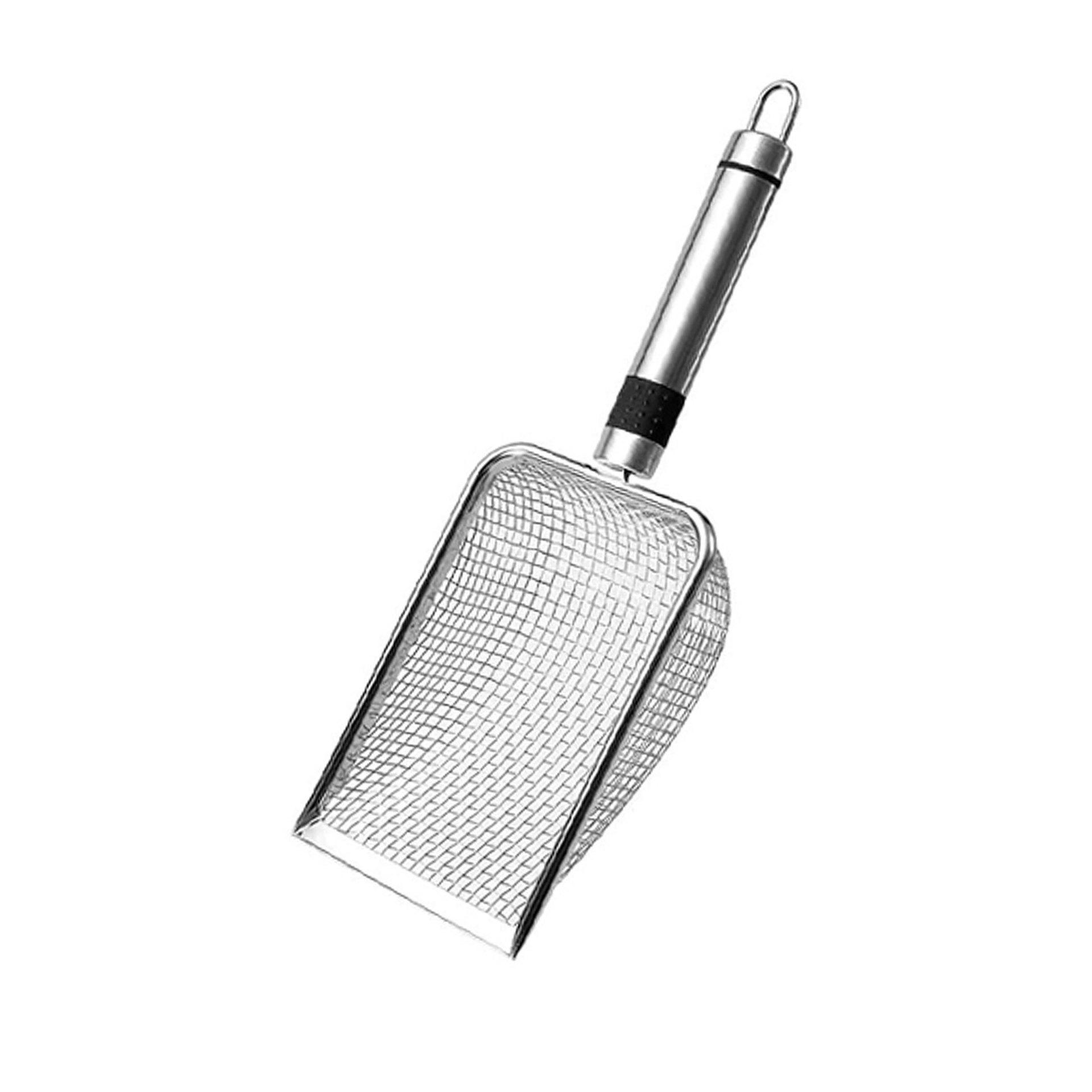 Stainless Steel Fine Mesh Cat Litter Scoop for Bentonite, Walnut Shell, and Mineral Sand. 6 Mesh 3.8x3.8mm