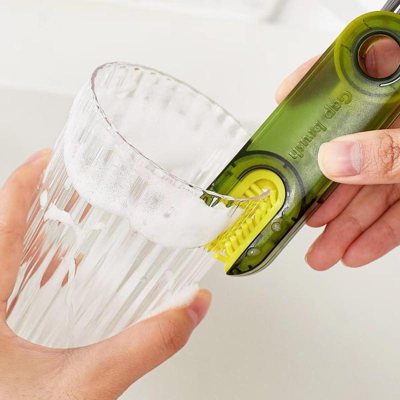 Lamgool 3 In 1 Bottle Gap Cleaner Brush Multifunctional Brush Cup Crevice Cleaning Tools Mini Silicone Cup-Holder Cleaner