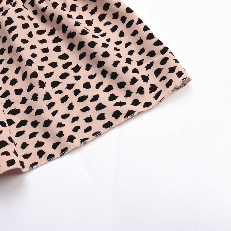 Summer Women Leopard Print Halter Neck High Waist A Line Dress with Ruffled Strap