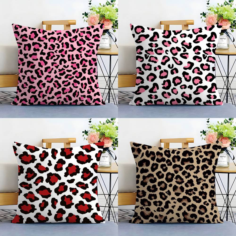 Fashion Luxury Leopard Print Pillow Case Plush Fabric Soft Double Sided Print Sofa Cushion Cover Throw Pillow Covers