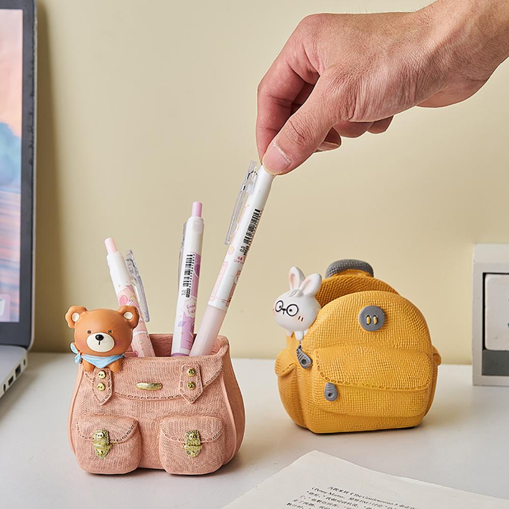 Pastoral Animal Sculpture Creative Table Decorative Figurine Pen Container Desk Storage Cute Home Decoration Birthday Gift
