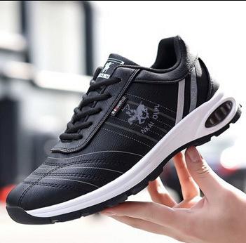 

Paul men s shoes new large size trendy leather surface casual little white shoes air cushion running fashionable and comfortable sports shoes 44 чорний