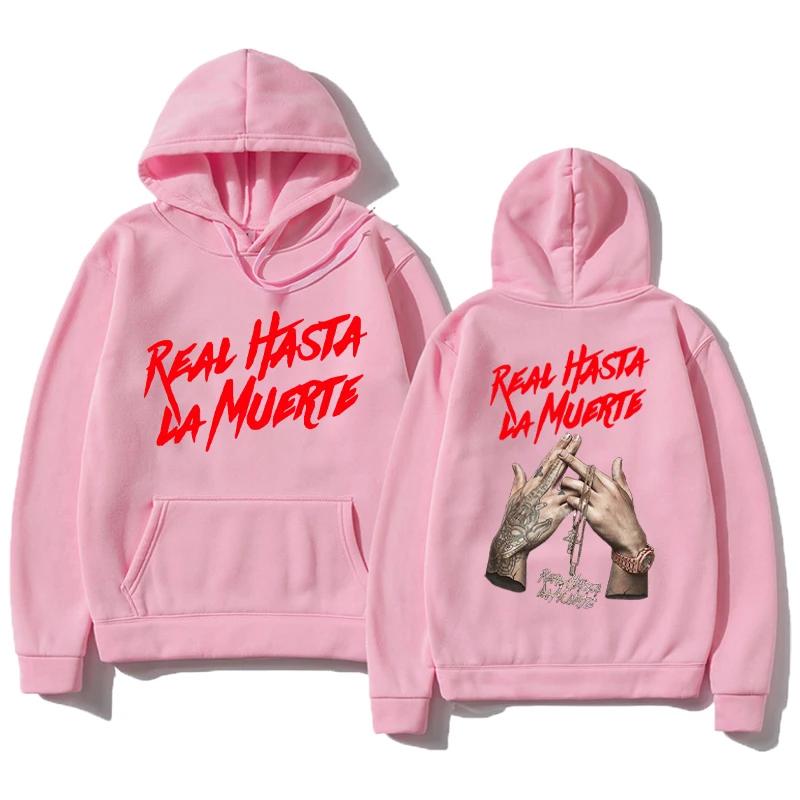 Spring and Autumn Women Unisex Hooded Anuel AA Real Hasta La Muerte Printed Sweatshirt Streetwear Rapper Loose Pullover Casual Hoodie