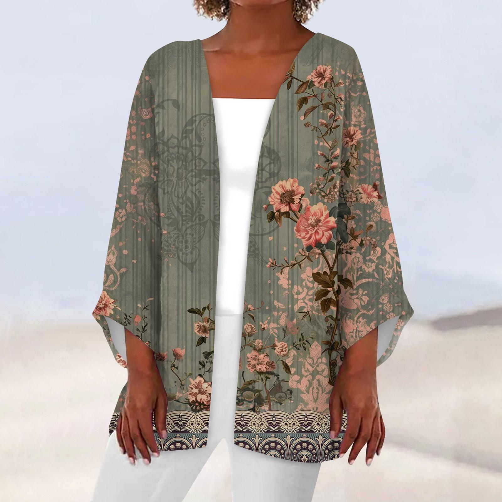 

Женская повседневная модная легкая куртка средней длины с принтом в стиле ретро, ​​кардиган L армия зеленый