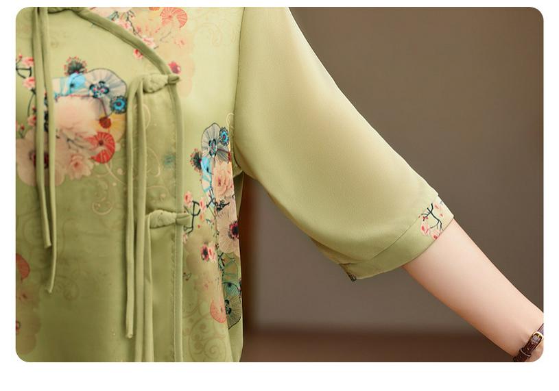 Mother's Summer Chiffon Short-Sleeved Top Set - Stylish T-Shirt for Middle-Aged & Elderly Women