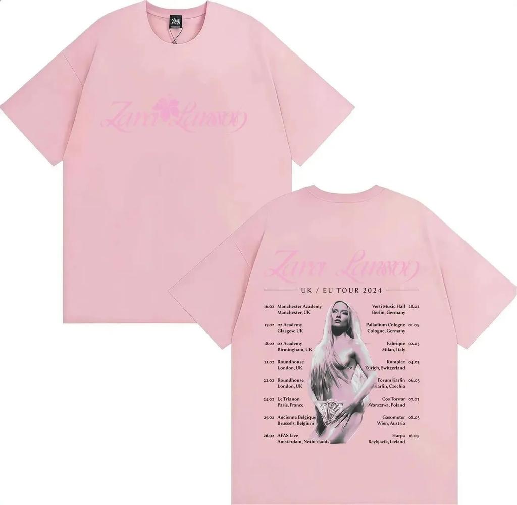 Zara Larsson Midnight Sun Global Tour Koszulka Merch Mężczyźni Kobiety Plakat Albumowy Nadruk Graficzny Bawełniane Koszulki Dekolt Luźny Oversize Topy