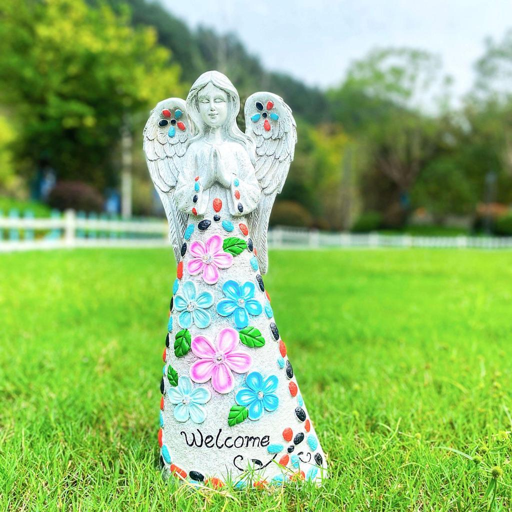 Solar-Powered Angel Lawn Ornaments - Outdoor Resin Garden Decorations