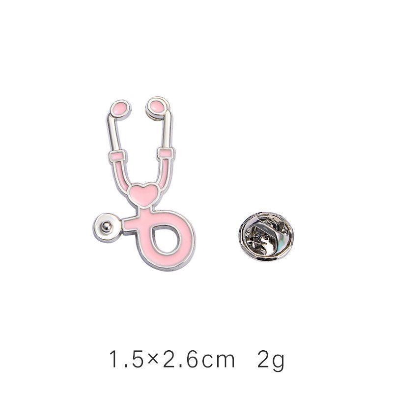 

Doctor Brooch Nurses Uniform White Coat Decoration Brooch Medical Element Alloy Cartoon Dental Brain Department of Internal Medicine Pink(Stethoscope)