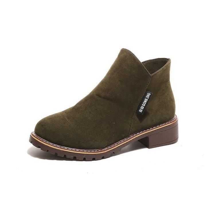 Complete four colors, all velvet side zipper round head suede low heel square heel fashion boots suede rubber short tube super