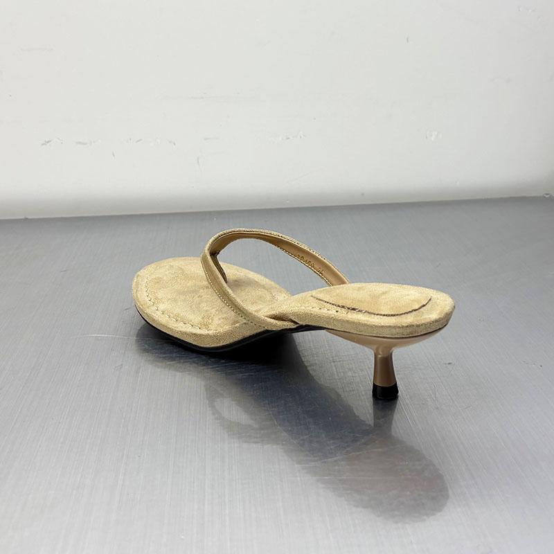 Fashion Fashion Round Toe Ladies Heeled Slippers Summer Slides Women Low Heel Slippers Female Flip flops Sandals Pumps Shoes Big Size 43