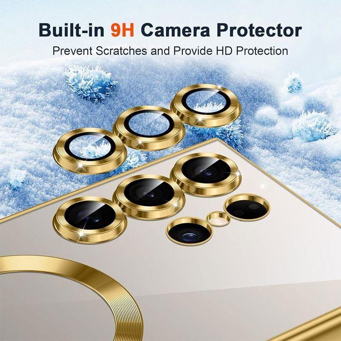 Case for Samsung Galaxy S25 Ultra, Silicone with Magnetic Circle Camera Film - Gold - BOOLING®